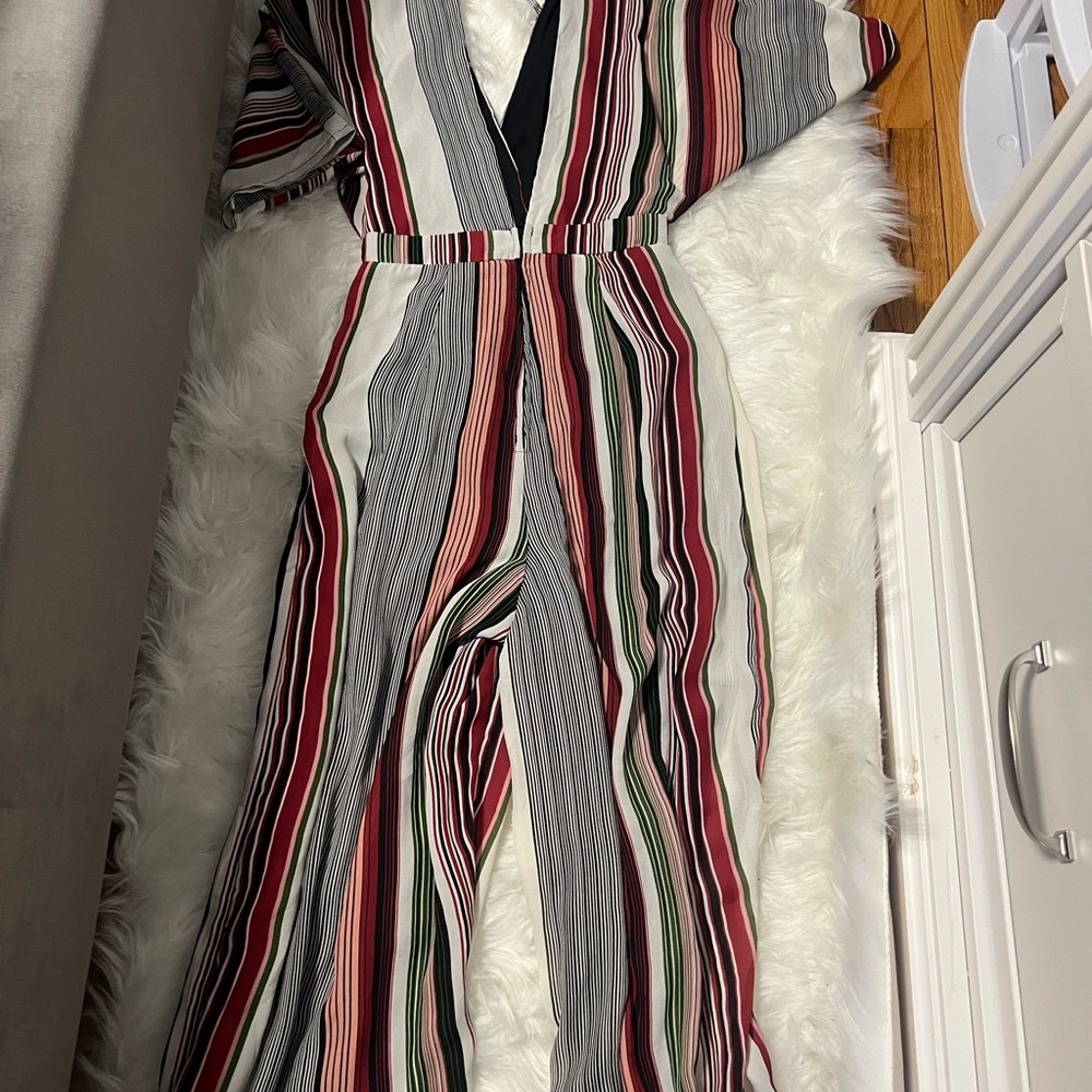 Multicolor midi romper with halter straps- never worn